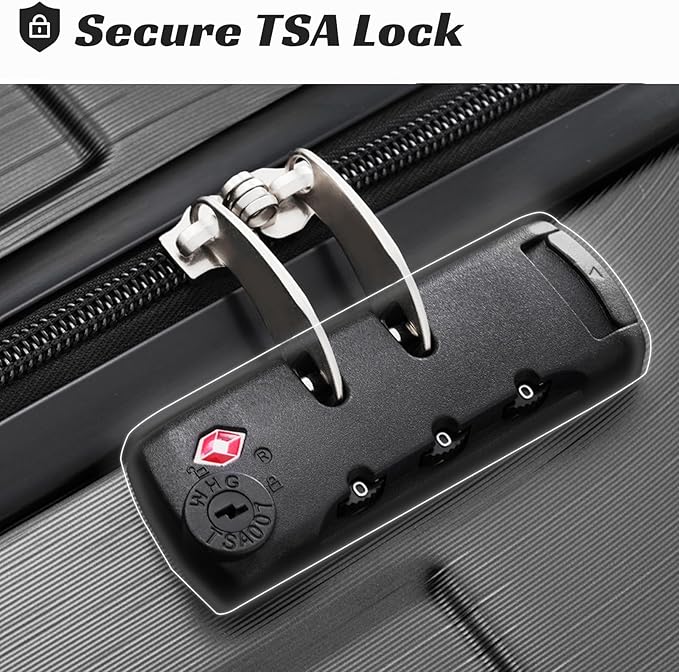 20in Carry On Luggage Hardshell Suitcase with Spinner Wheels Lightweight Lugagge Design Waterproof Durable for Travel (Black)
