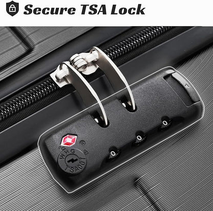 20in Carry On Luggage Hardshell Suitcase with Spinner Wheels Lightweight Lugagge Design Waterproof Durable for Travel (Black)