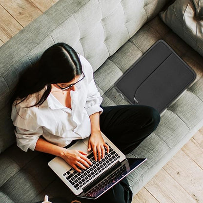 13.3 inch Laptop Sleeve, Portable Monitor Protective Laptop Case with Front Pocket Computer Bag Compatible with MacBook Air Pro 13.3 inch 14 inch, Dell, HP, Grey