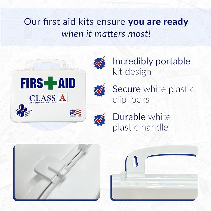 Certified Safety Mfg Class A 21 Plus - 138pc USA-Made ANSI & OSHA Compliant First Aid Kit - Emergency Medical Supplies for Minor Injuries - First Aid Kits for Businesses, Homes, & More