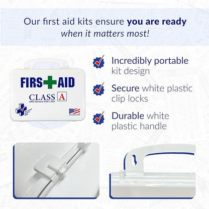 Certified Safety Mfg Class A 21 Plus - 138pc USA-Made ANSI & OSHA Compliant First Aid Kit - Emergency Medical Supplies for Minor Injuries - First Aid Kits for Businesses, Homes, & More