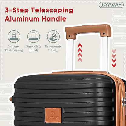 Joyway Expandable Carry on Luggage Sets Airline Approved, Lightweight Hard Shell 20 Inch Carry-on Suitcase with Spinner Wheels, Black