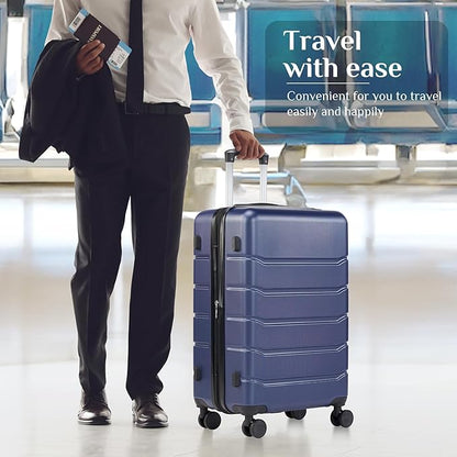 OLIXIS 21 Inch Carry-On Luggage, Hardside Suitcase with Spinner Wheels, Lightweight ABS Hard Shell Travel Luggage, TSA Approved Lock, Expandable Small Suitcase for Business & Travel–Blue
