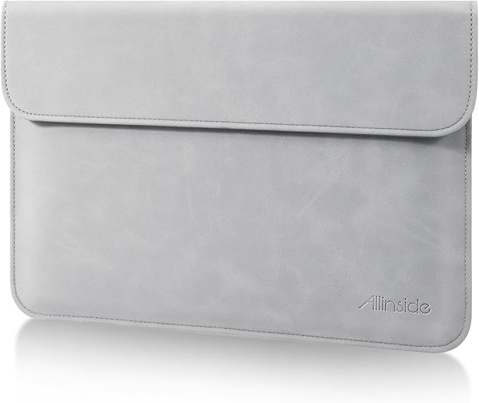 Allinside 13 Inch Laptop Sleeve Case for MacBook Air 13 2018-2025/MacBook Pro 13 2016-2022/Macbook Pro 14 2021-2024, Waterproof Matte PU Leather Horizontal Envelope Protective Case Cover, Gray