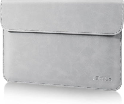 Allinside 13 Inch Laptop Sleeve Case for MacBook Air 13 2018-2025/MacBook Pro 13 2016-2022/Macbook Pro 14 2021-2024, Waterproof Matte PU Leather Horizontal Envelope Protective Case Cover, Gray