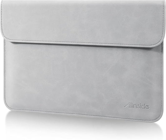 Allinside 13 Inch Laptop Sleeve Case for MacBook Air 13 2018-2025/MacBook Pro 13 2016-2022/Macbook Pro 14 2021-2024, Waterproof Matte PU Leather Horizontal Envelope Protective Case Cover, Gray