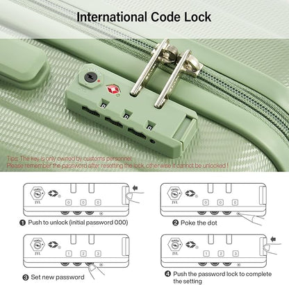 Hanke Hardshell Luggage Sets 3 Piece Extra Large Suitcases with Lock,28 Inch Luggage with Spinner Wheels, PC Travel Suitcase for Women Men 20 24 29Inch,Bamboo Green