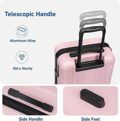 KYME Luggage Sets 2 Piece Hardshell 20"/24" Suitcase with Double Spinner Wheels Hardside Suitcases Sets with TSA Lock PC+ABS Travel Luggage (Pink, 2Pcs Set(20"/24"))