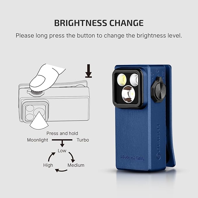 OLIGHT Oclip Ultra EDC Flashlight Clip-on Light, 530 Lumens Rechargeable with Type-C Charging, Combines Floodlight, Spotlight and UV, Triple Magnetic Lights for Inspection and Work (Navy Blue)