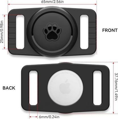 for Airtag Dog Collar Holder 2 Pack,Waterproof Dog Collar Holder for Apple AirTag, Silicone Air Tags Case for Dog Collars(Black)