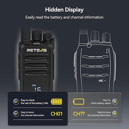 Retevis RT68H 2 Way Radio Long Range (10 Pack) with 10 Way Charger,Rechargeable Walkie Talkies for Adults,Easier Charging,Easier Management,LCD Display, Keypad Lock,Hands Free Compact Walkie Talkie