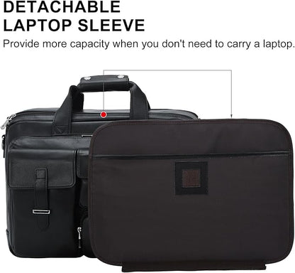 TIDING Full Grain Leather Briefcase For Men 17 Inch Laptop Case Business Travel Office Messenger Shoulder Bag