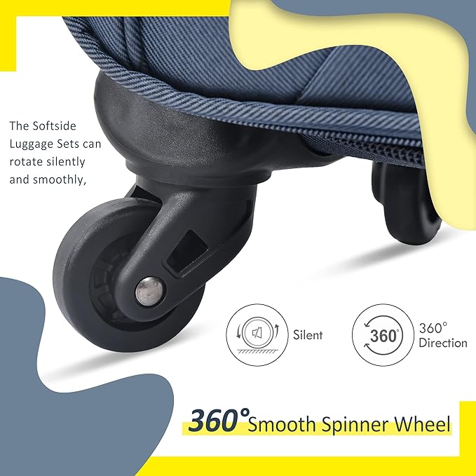 Luggage Sets 3 Piece Softside Expandable Lightweight Durable Softshell Suitcase Sets Spinner Wheels TSA Lock