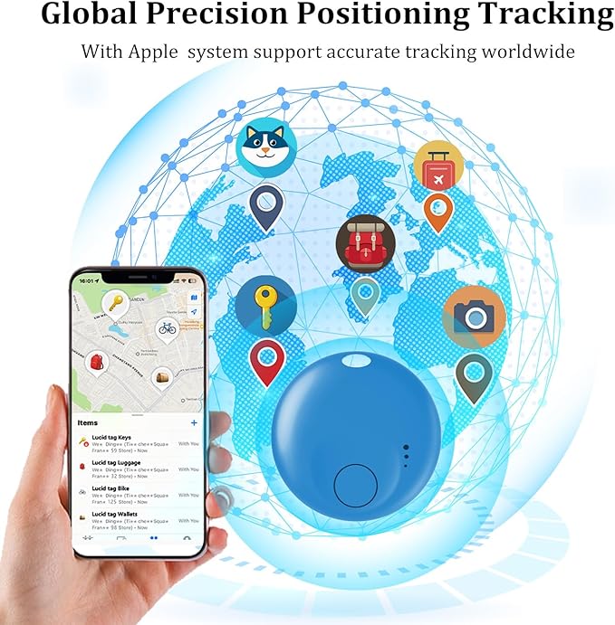 Bluetooth Tracker Tags,Smart Finder Tag Work with Find My App (Only iOS),Key Trakcer for Wallets,Luggage, Backpack,Bicycle,etc,Replaceable Battery,4Pack(4colors)