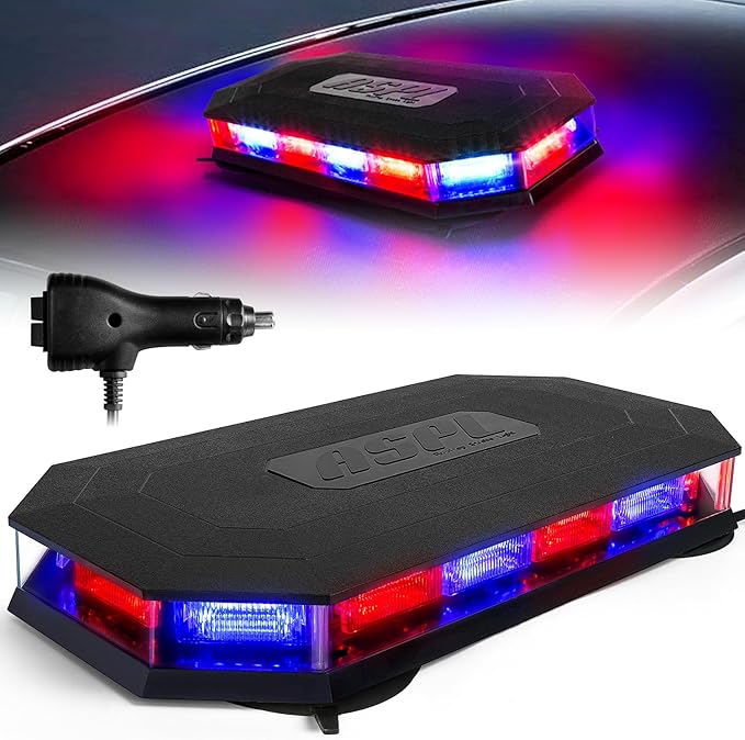 ASPL 16.5 Inch Roof Top Beacon Emergency Strobe Light 56 LED Magnetic Warning Caution lights bar Traffic Hazard Plow Light for Trucks Vehicles Construction Snowplow (Red/Blue)