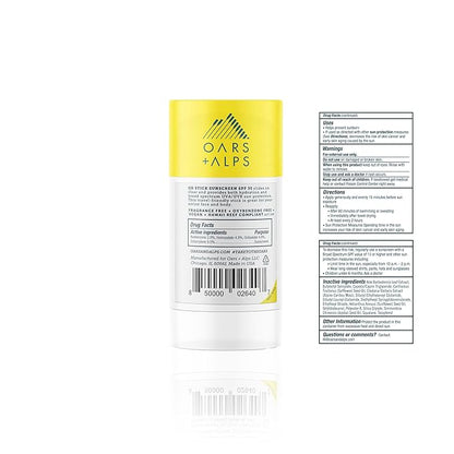 Oars + Alps Clear Face Sunscreen Stick, SPF 35 Travel Sunscreen Roll On for Face & Body, SPF Stick with Vitamin E & Antioxidants, Water & Sweat Resistant, All Skin Types, Moisturizing, 1.7oz, 2pk