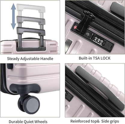 EMPSIGN Carry On Luggage with Spinner Wheels, Hard Shell Carry-On Expandable Suitcase 21x14x9 Airline Approved & Built-in TSA Lock, Durable Travel Rolling Suitcase, Carry-On 20-Inch, Light Purple
