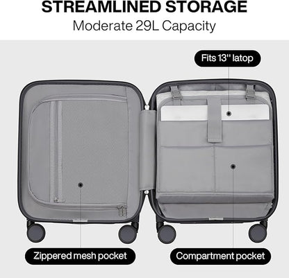 mixi Underseat Carry on Luggage 16 Inch Hardshell PC Suitcase with Spinner Wheels TSA Lock for Travel, Rock Gray
