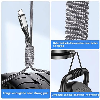 Durcord USB C Charger Cable Fast Charging, 2Pack 60W 6ft USB C to USB C Cable for Android Phone Pad, Type C to Type C Charger Braided USB Cable Silver Compatible with iPhone 15/Pro/Plust/Max Silver