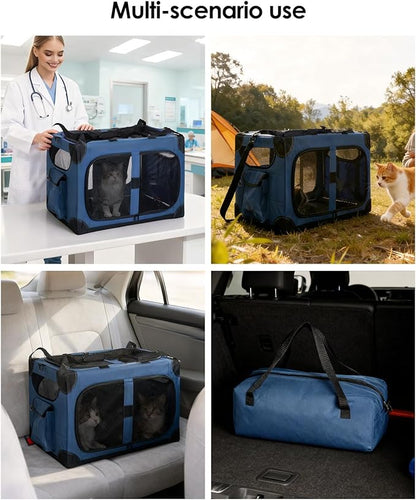 Extra Large Cat Carrier for 2 Cats, XL with Removable Divider, Foldable Soft-Sided Pet Carrier with Storage Tote, Portable Travel Crate for Large Cats, for Car & Home Use, 24" x 17" x 17"