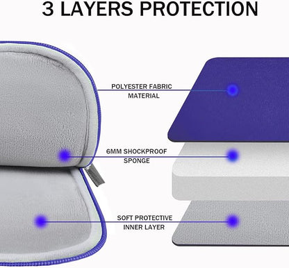 TEDNETGO 15.6 Inch Laptop Sleeve, Durable Neoprene Case with Pockets, Protective Carrying Bag for Dell, Lenovo, Asus, Blue