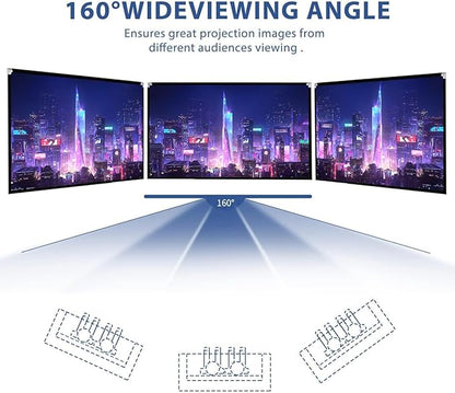 Projector Screen and Stand 150 inch Large Outdoor Projection Screen 16:9 HD 4K Portable Projection Movie Screen with Carry Bag Foldable Anti Crease Windproof Design for Home Theater Backyard Cinema