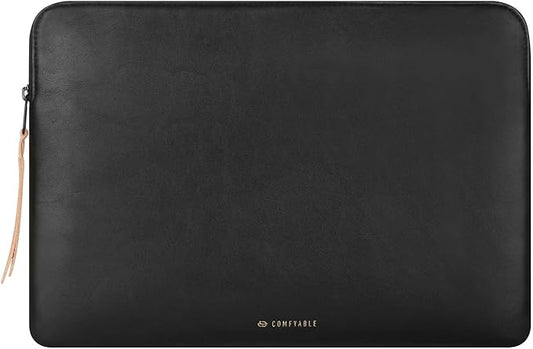Comfyable Slim Protective Laptop Sleeve Compatible with 13/13.3/14 Inch MacBook Air & MacBook Pro, Mac Travel Case, Laptop Pouch, Slim PU Leather Cover M5/M4/M3/M2/M1 2025-2021, Black