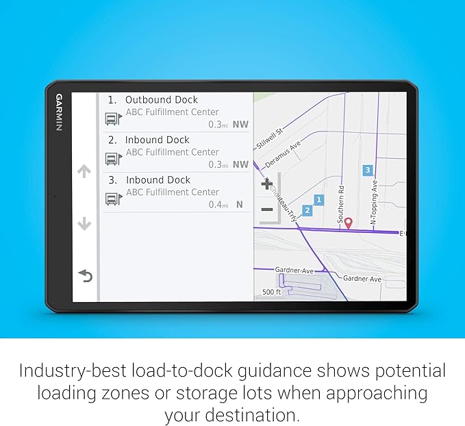 Garmin dēzl OTR1000 (Renewed), 10-inch GPS Truck Navigator, Easy-to-read Touchscreen Display, Custom Truck Routing and Load-to-dock Guidance