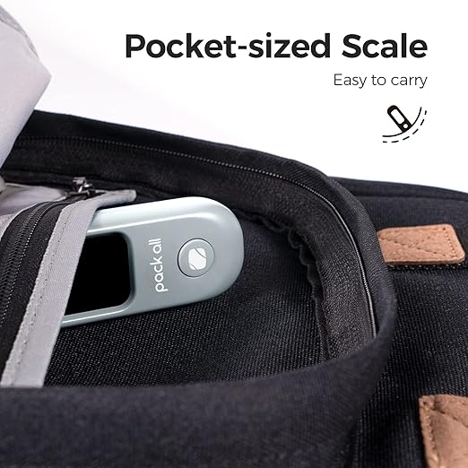 pack all 110 Lbs Luggage Scale, Digital Handheld Baggage Scale, Travel Suitcase Weight Scale with LCD Display, Battery Included, Rock Grey