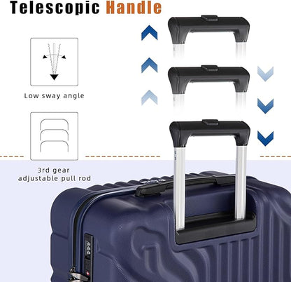 Luggage Sets Suitcase Sets 5 Piece Luggage Sets Suitcase with ABS Hard Shell Lightweight TSA Lock and Double Rotatable Detachable Wheels(Navy,20"/24"/28"/DB/TB)