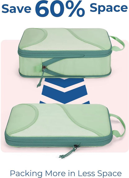 BAGSMART Compression Packing Cubes - 6 Set Travel Packing Cubes for Suitcases, Compression Suitcase Organizers with Shoe Bag