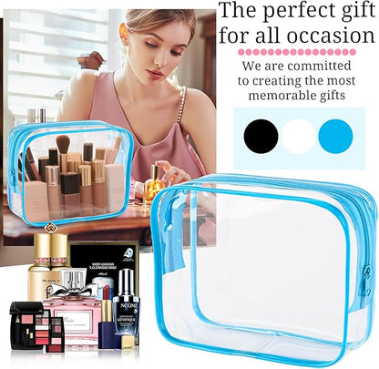 6 Pieces Large Clear Makeup Bags Bulk TSA Approved Toiletry Bag for Travel Transparent PVC Clear Cosmetic Pouch with Zipper, Waterproof Plastic Organizer Case for Carry-on Travel Essentials
