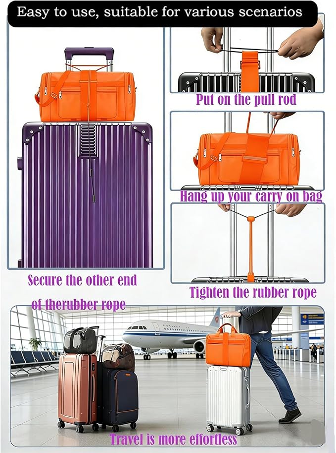 Multi Use Strong Adjustable Luggage Connector Straps， Elastic Adjustable Luggage Strap, Multifunctional Elastic Luggage Strap with Buckle, Convenient to Carry, Easy to Travel (Black-3pcs)