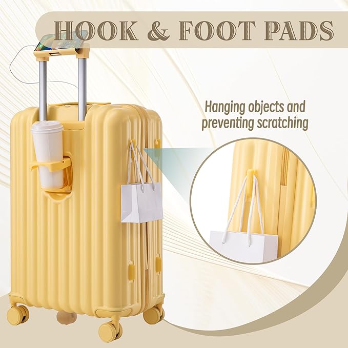3 Luggage Sets, ABS Hardshell Suitcases Spinner Wheel with Combination Lock