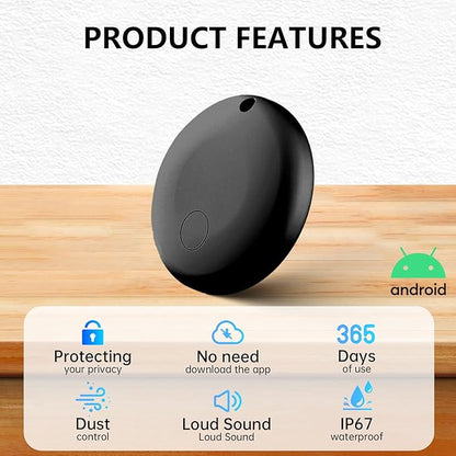 Tracker Tags-4 Pack for Android, Bluetooth Tracker Works with Google’s Find Hub | Android Only | Replaceable Battery | Water- Resistance | Item Finder for Luggage, Wallet, Key, Suitcases, Black