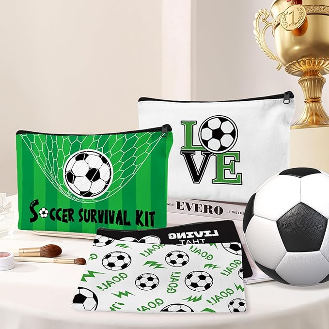 30Pcs Soccer Makeup Bags Soccer Cosmetic Bag Accessories for Women Travel Toiletry Pouch for Lover Players Sports Team Christmas Gifts