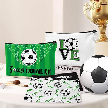30Pcs Soccer Makeup Bags Soccer Cosmetic Bag Accessories for Women Travel Toiletry Pouch for Lover Players Sports Team Christmas Gifts
