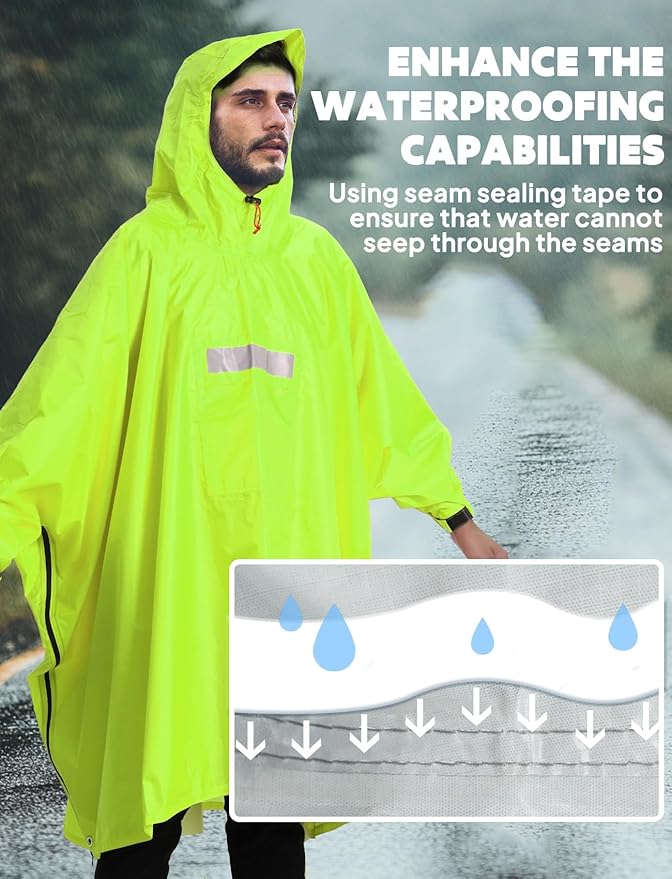 ANYOO Hooded Rain Poncho for Adults Waterproof Lightweight Rain Coat for Men Women Reusable Rain Jacket for Emergency Outdoor