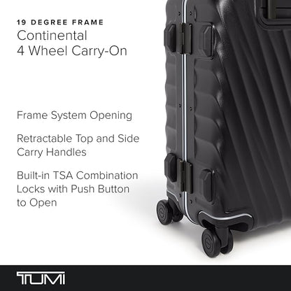 TUMI 19 Degree Frame Continental 4 Wheel Carry-On - Lightweight Suitcase - Hard Shell Luggage - 21.8" X 15.8" X 9.0" - Black Textured