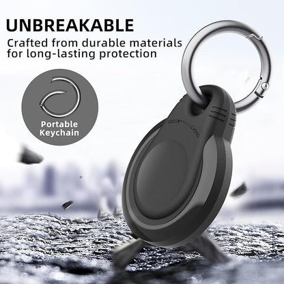Waterproof Holder for AirTag Keychain Lock Case for Apple AirTags Keyring Durable Lightweight Cover for AirTag for Keys Kids Luggage Backpacks Pet Collar Black 4Pack