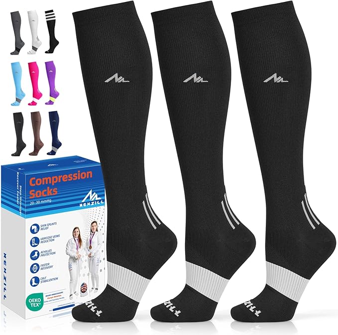 NEWZILL Medical Compression Socks for Women & Men, 20-30 mmHg Knee-High Support for Circulation, All-Day Comfort for Work Travel Running Cycling and Fitness