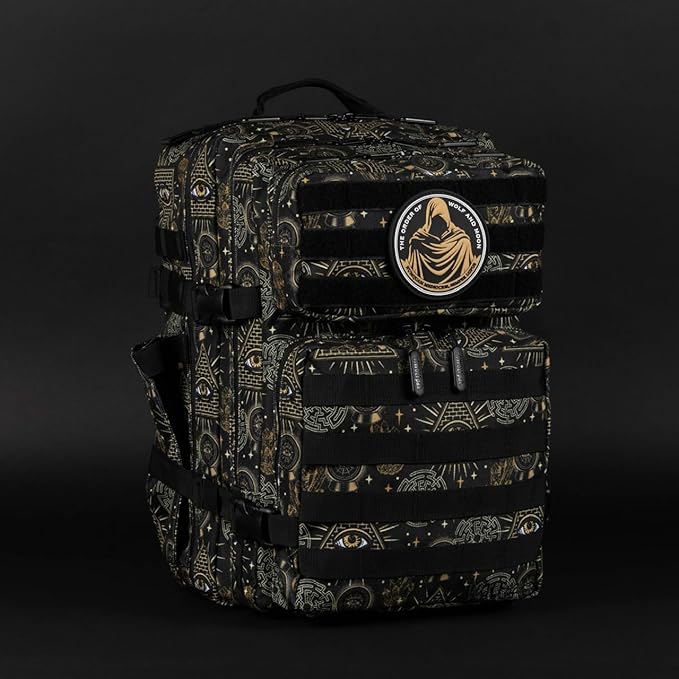 WOLFpak 35L Athletic Gym Backpack - Durable 1000D Waterproof Oxford Material with MOLLE Webbing, Laptop Pocket & Dual Cup Holders, Durable Fitness/Travel/Military Daypack (Illuminati)