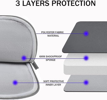 TEDNETGO Laptop Case, 15.6 inch Laptop Sleeve, Sturdy 15 inch HP Computer Bag, Lenovo Computer Briefcase Carrying Cover Case 16 inch Neoprene Bag with Pockets for Dell Asus Gifts for Women Men, Grey