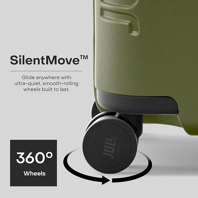 Checked Trunk - 26.8" Zipperless Airline Approved Check In Luggage with Wheels, 80/20 Opening Spinner Suitcase - TSA Lock Rolling Suitcase, Spinner Wheels, Y-Strap - Matte Moss Green