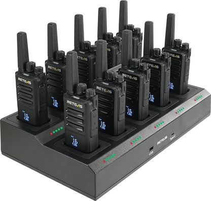 Retevis RT68H 2 Way Radio Long Range (10 Pack) with 10 Way Charger,Rechargeable Walkie Talkies for Adults,Easier Charging,Easier Management,LCD Display, Keypad Lock,Hands Free Compact Walkie Talkie