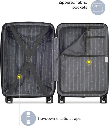 DELSEY PARIS Margot Hardside 3-Piece Set, Expandable Luggage with 4 Spinner Wheels, Lightweight Suitcase, 21" Carry-On, 24" Checked Medium, 28" Checked Large, Gold