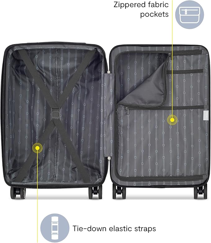 DELSEY PARIS Margot Hardside Luggage, Dual Wheel Spinners for Smooth Travel, Expandable with Spacious & Organizable compartments, Men and Women, Gold, Large Check-In 28-Inch
