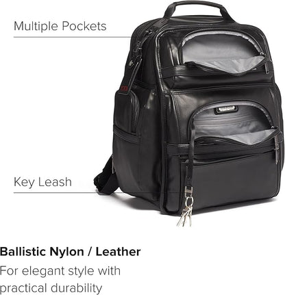 TUMI - Alpha Brief Pack - Men's Laptop Backpack with Padded Adjustable Straps - Fit up to 15" Screen - 17.0" X 12.0" X 8.0" - Black Leather