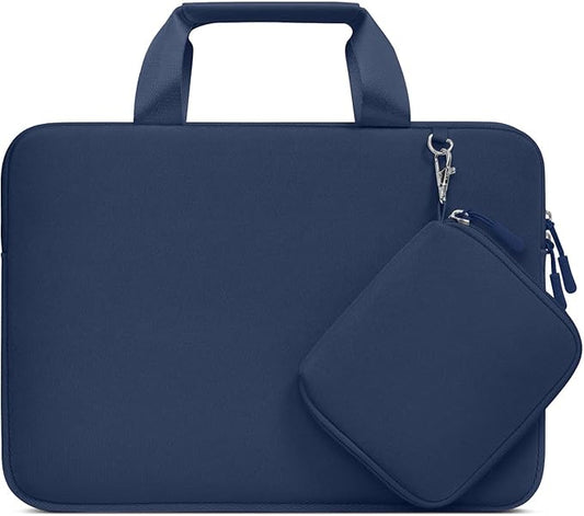 MOSISO Laptop Case 13.3 inch, 13-13.3 inch Laptop Sleeve Bag Compatible with MacBook Air/Pro 13 / Pro 14, HP Dell ASUS, Neoprene Carrying Computer Bag with Handle&Detachable Small Case, Navy Blue