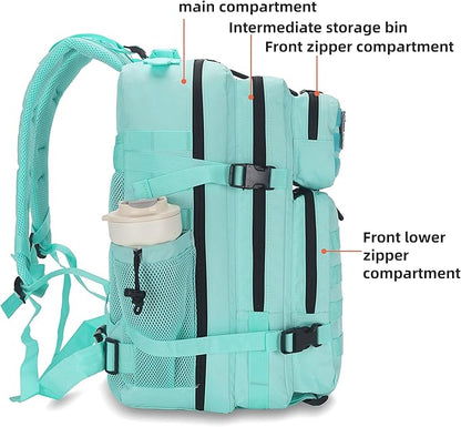 45L Tactical Assault Backpack 3 day assault pack with Molle Waterproof backpack Rucksack for Tactical Backpacks (Mint Green)